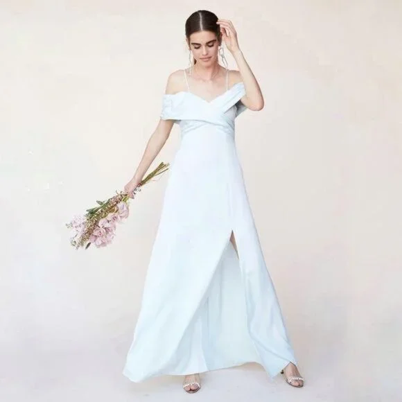 LPA Shirred Cross Front Gown Blue Maxi Dress Size Small Front Slit Ruched  Sz S is available for purchase on au PAY Market - Imported Goods Online  Store Co.Ltd. | au PAY